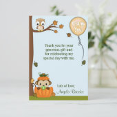 少年サル 秋のカボチャ 感謝（フラット） 招待状 (スタンド正面)