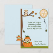 少年サル 秋のカボチャ 感謝（フラット） 招待状 (正面/裏面)