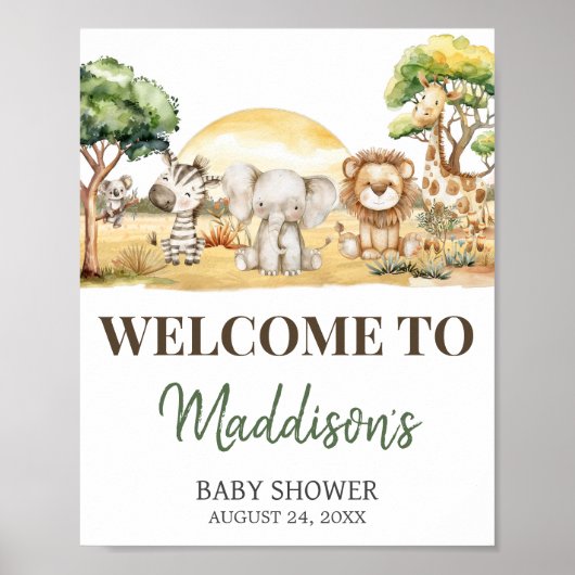 少年ジャングルサファリ動物ベビーシャワーへようこそ ポスター (正面)