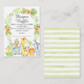 少年ジャングル動物ベビーシャワーおむつラッフル エンクロージャーカード (正面/裏面)