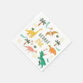 少年ジャングル恐竜Tレックスキッズ5誕生日 スタンダードカクテルナプキン (角)