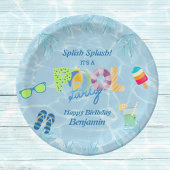 少年スイミングプール誕生日パーティー ペーパープレート