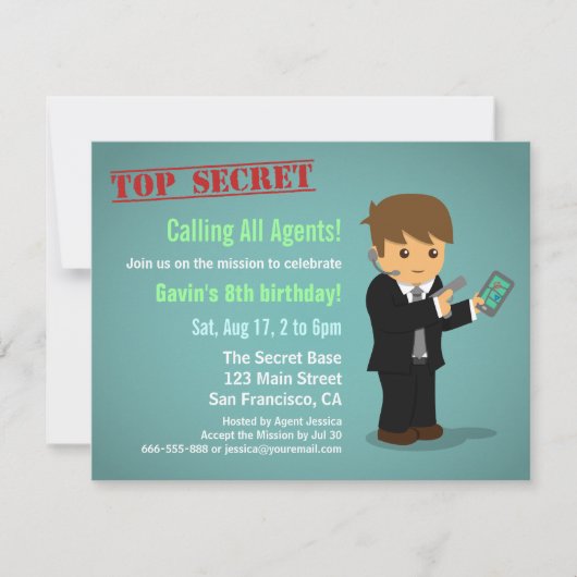 少年スパイアジェントの誕生日パーティー 招待状 (正面)