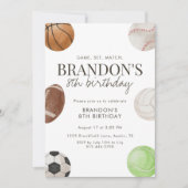 少年スポーツバースデーパーティー 8歳の誕生日おめでとう 招待状 (正面)