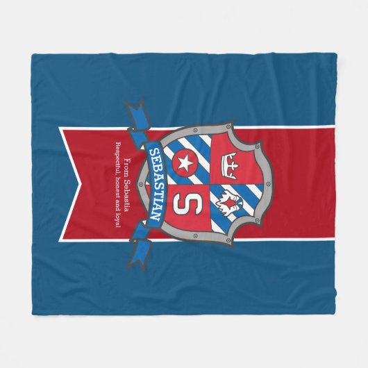 少年セバスチャン文字Sの名前は青い毛布を意味する フリースブランケット (正面(横))