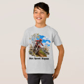 少年ダートバイク モトクロス レーシングスローガン Tシャツ (正面フル)