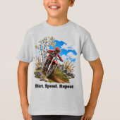 少年ダートバイク モトクロス レーシングスローガン Tシャツ (正面)