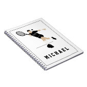 少年テニスプレーヤーのフォアハンド＆子供の名前    ノートブック (右側)