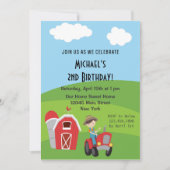 少年トラクターファームの誕生日パーティーの招待 招待状 (正面)