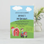 少年トラクターファームの誕生日パーティーの招待 招待状 (スタンド正面)