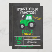 少年トラクター誕生パーティー 招待状 (正面/裏面)