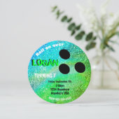 少年ネオンボーリングボールボーリンググロー誕生日パーティー 招待状 (スタンド正面)