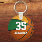 少年バスケットボールの緑の金ゴールドチームカラー キーホルダー (裏面)