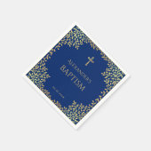 少年バプテスマ王室のブルーフェイク離れ金ゴールド宗教人 スタンダードカクテルナプキン (角)