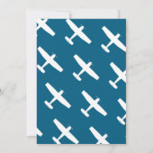 少年パイロット、飛行機 & 雲、写真 ファースト バースデー 招待状 (裏面)