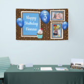 少年パーソナライズされたの青の誕生日バナー 横断幕 (トレードショー)