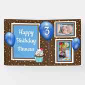 少年パーソナライズされたの青の誕生日バナー 横断幕 (横)