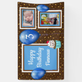 少年パーソナライズされたの青の誕生日バナー 横断幕 (縦)