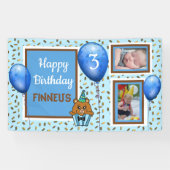 少年パーソナライズされたの青の誕生日バナー 横断幕 (横)