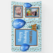 少年パーソナライズされたの青の誕生日バナー 横断幕 (縦)