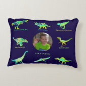 少年パーソナライズされた写真恐竜 アクセントクッション (裏面)