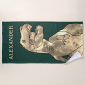 少年パーソナライズされた名恐竜 ビーチタオル (正面)