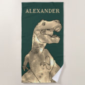 少年パーソナライズされた名恐竜 ビーチタオル (正面)