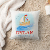 少年パーソナライズされた子供部屋帆船の名前の枕 クッション (ブランケット)