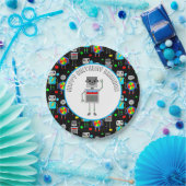 少年パーソナライズされた誕生日ロボット ペーパープレート (パーティー)