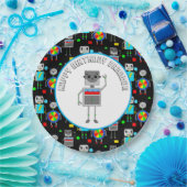 少年パーソナライズされた誕生日ロボット ペーパープレート (パーティー)