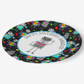 少年パーソナライズされた誕生日ロボット ペーパープレート (アングル)