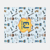 少年パーソナライズされた警察バッジ名 フリースブランケット (正面(横))