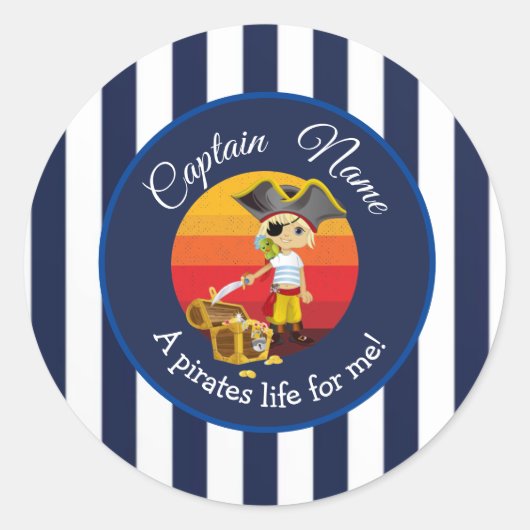 少年パーティー海賊 ラウンドシール (正面)