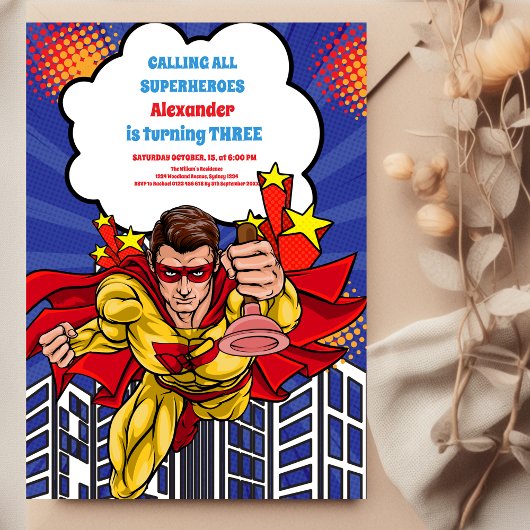 少年ヒーロー漫画の誕生日 招待状