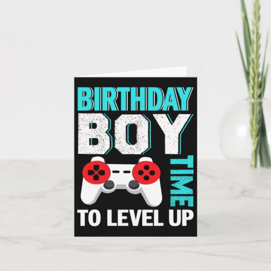 少年ビデオゲーム 誕生日パーティー カード (正面)