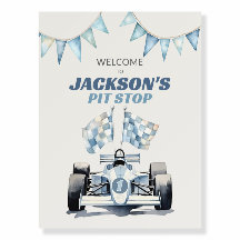 少年ピットストップレーシングカー1歳誕生日ウェルカムサイン