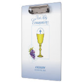 少年ファースト聖餐式、司祭と葡萄との聖句 クリップボード (左)