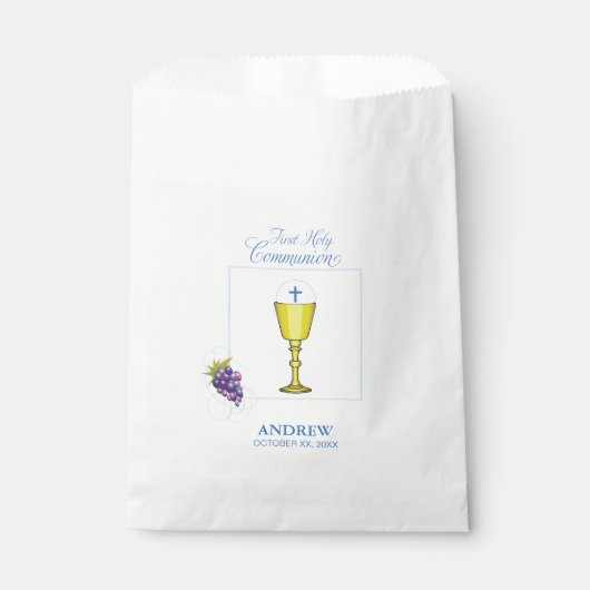 少年ファースト聖餐式、司祭と葡萄との聖句 フェイバーバッグ (正面)