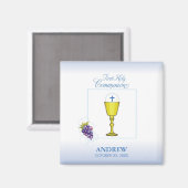 少年ファースト聖餐式、司祭と葡萄との聖句 マグネット (正面/裏面)