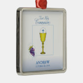 少年ファースト聖餐式、司祭と葡萄との聖句 メタルオーナメント (右)