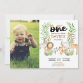 少年ファースト誕生日とフォトサファリワイルドワン 招待状 (正面)