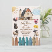 少年ファーム動物の赤ちゃんシャワー 招待状 (スタンド正面)