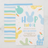 少年ブルーバニー2歳の誕生日 招待状 (正面/裏面)