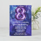 少年ブルー パープル 8歳 誕生日 招待状 (スタンド正面)