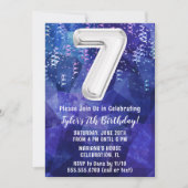 少年ブルー・ホワイト7歳の誕生日 招待状 (正面)