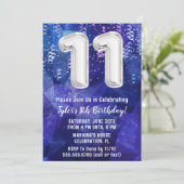 少年ブルー・ホワイト 11歳の誕生日 招待状 (スタンド正面)