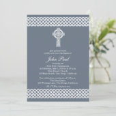 少年モダンのためのケルト十字洗礼招待状 招待状 (スタンド正面)