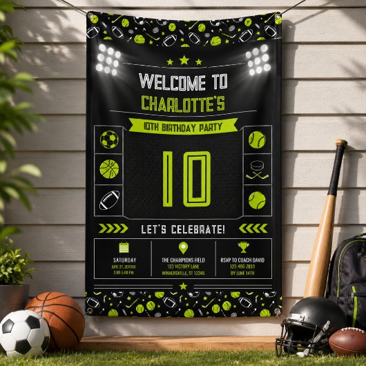 少年モダンブラックスポーツ10歳の誕生日 横断幕