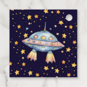 少年モダン宇宙ロケット船誕生日パーティーの好意 フェイバータグ (裏面)