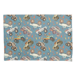 少年モダン水彩怪獣トラックパターン 枕カバー